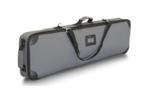 A gray and black case is shown with handles.