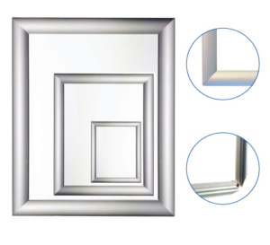 A group of three frames with one frame in the middle.