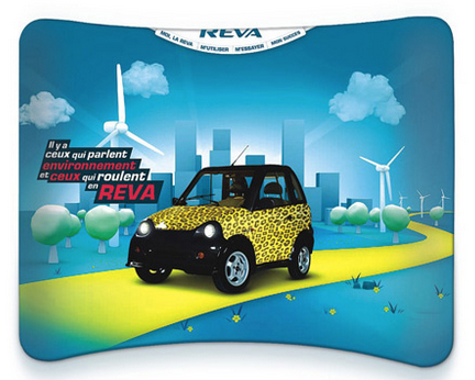 A small car with a leopard print design on it.