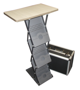 A table with two stands and a case