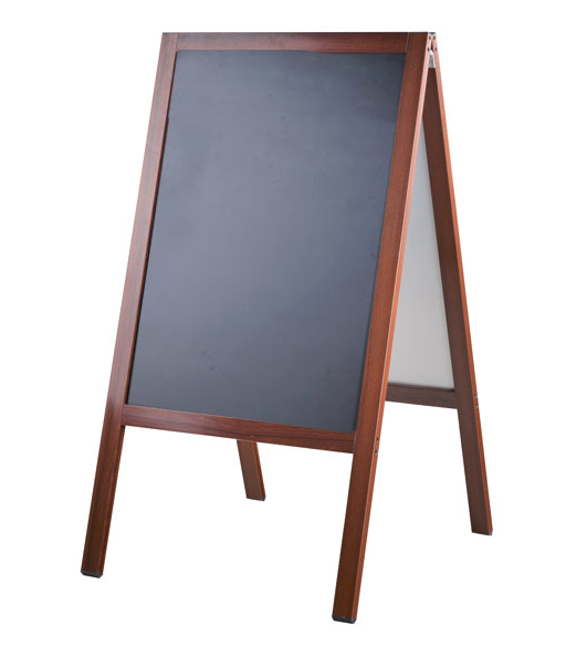 A-frame chalkboard with cherry wood frame