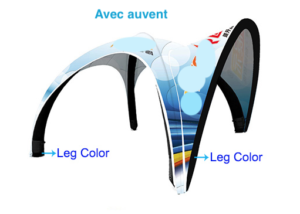 A picture of an inflatable tent with the text " avec auvent ".