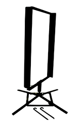 A black and white image of a tripod.